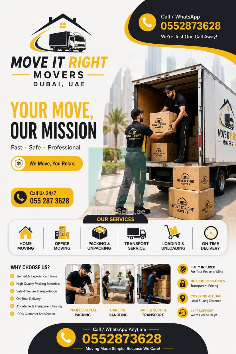 ๐ MOVING MADE EASY IN DUBAI! Move It Right Movers Professional Movers & Packers in Dubai ๐ฆ๐ช ๐ Ho